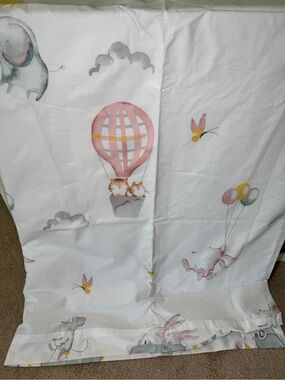 next White Baby pair of curtains Pink Hot Air Balloon & Animals blackout lined